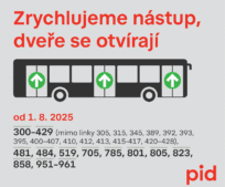 Od začátku srpna je možné do většiny autobusových linek příměstské dopravy PID nastupovat všemi dveřmi.